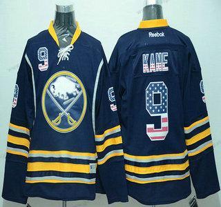 Herren Buffalo Sabres #9 Evander Kane Reebok USA Flag Hockey Trikots – Rot