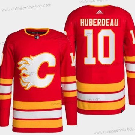 Herren Calgary Flames #10 Jonathan Huberdeau Strickerei Trikots – Rot