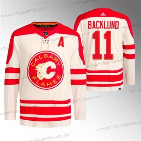 Herren Calgary Flames #11 Mikael Backlund 2023 Klassisch Primegreen Strickerei Trikots – Creme