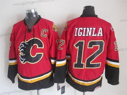 Herren Calgary Flames #12 Jarome Iginla 2003 Retro CCM Trikots – Rot