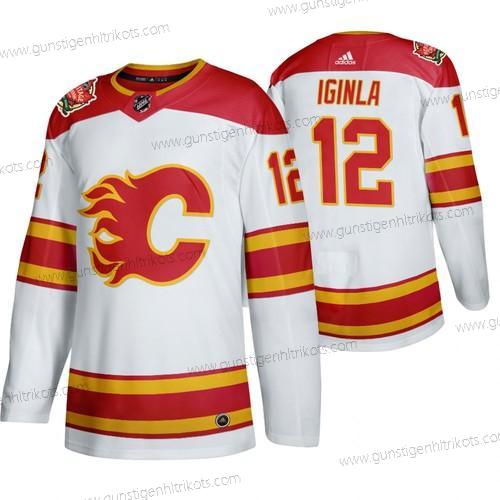 Herren Calgary Flames #12 Jarome Iginla 2019 Heritage Klassisch Authentisch Retired Trikots – Weiß