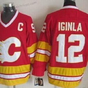 Herren Calgary Flames #12 Jarome Iginla Ausweichtrikot Retro CCM Trikots – Rot