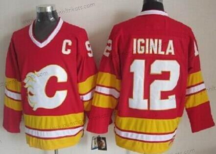 Herren Calgary Flames #12 Jarome Iginla Ausweichtrikot Retro CCM Trikots – Rot