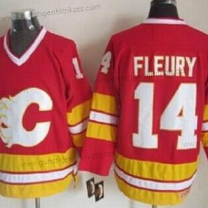 Herren Calgary Flames #14 Theoren Fleury Ausweichtrikot Retro CCM Trikots – Rot