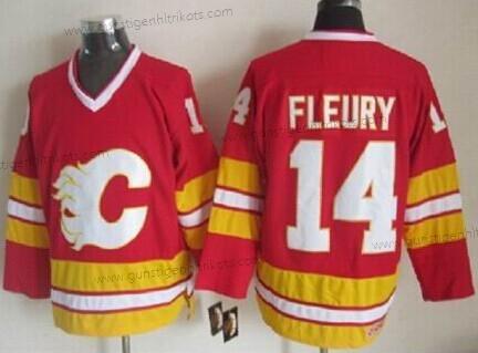 Herren Calgary Flames #14 Theoren Fleury Ausweichtrikot Retro CCM Trikots – Rot