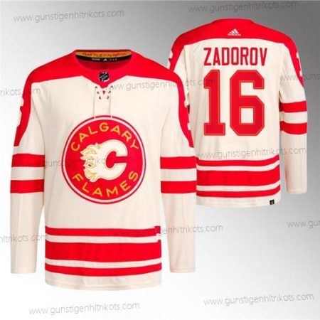 Herren Calgary Flames #16 Nikita Zadorov 2023 Klassisch Primegreen Strickerei Trikots – Creme