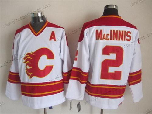 Herren Calgary Flames #2 Al Macinnis Retro CCM Trikots – Weiß