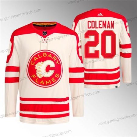 Herren Calgary Flames #20 Blake Coleman 2023 Klassisch Primegreen Strickerei Trikots – Creme