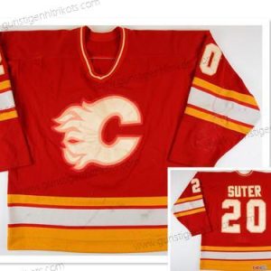 Herren Calgary Flames #20 Gary Suter Ausweichtrikot Retro CCM Trikots – Rot