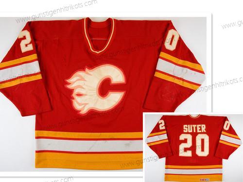 Herren Calgary Flames #20 Gary Suter Ausweichtrikot Retro CCM Trikots – Rot