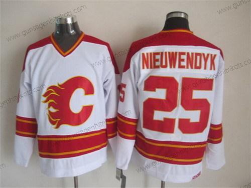 Herren Calgary Flames #25 Joe Nieuwendyk Retro CCM Trikots – Weiß