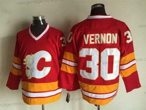 Herren Calgary Flames #30 Mike Vernon 1981-82 CCM Vintage Trikots – Rot