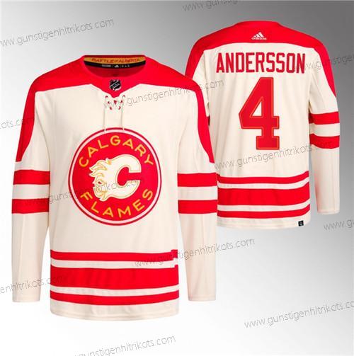 Herren Calgary Flames #4 Rasmus Andersson 2023 Klassisch Primegreen Strickerei Trikots – Creme