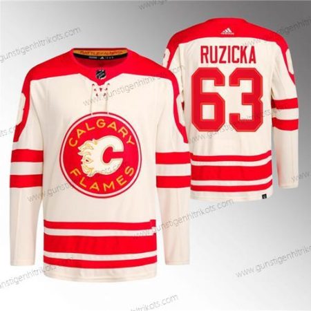 Herren Calgary Flames #63 Adam Ruzicka 2023 Klassisch Primegreen Strickerei Trikots – Creme