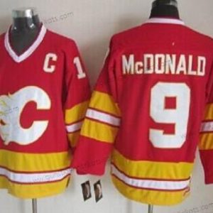 Herren Calgary Flames #9 Lanny Mcdonald Ausweichtrikot Retro CCM Trikots – Rot