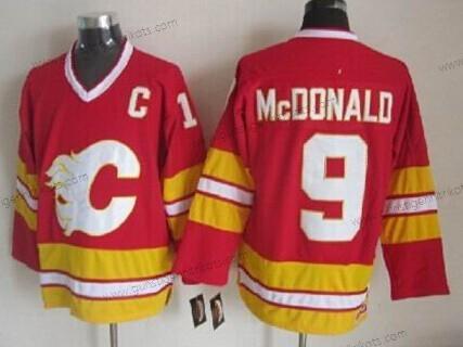 Herren Calgary Flames #9 Lanny Mcdonald Ausweichtrikot Retro CCM Trikots – Rot