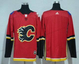 Herren Calgary Flames Leer Heimtrikots 2017-2018 Hockey Strickerei NHL Trikots – Rot