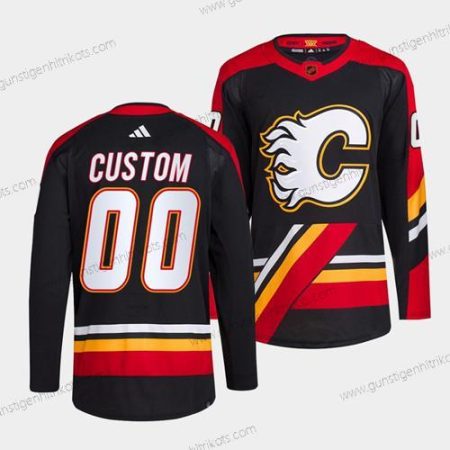 Herren Calgary Flames Personalisiertes 2022-23 Rückseite Retro Strickerei Trikots – Schwarz