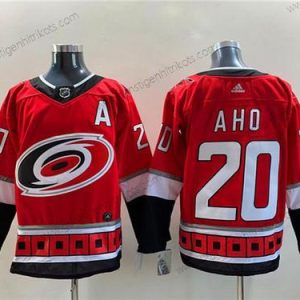 Herren Carolina Hurricanes #20 Sebastian Aho New Strickerei Trikots – Rot