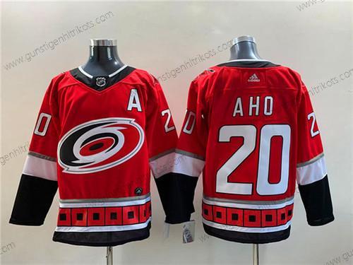 Herren Carolina Hurricanes #20 Sebastian Aho New Strickerei Trikots – Rot