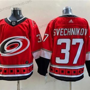 Herren Carolina Hurricanes #37 Andrei Svechnikov New Strickerei Trikots – Rot