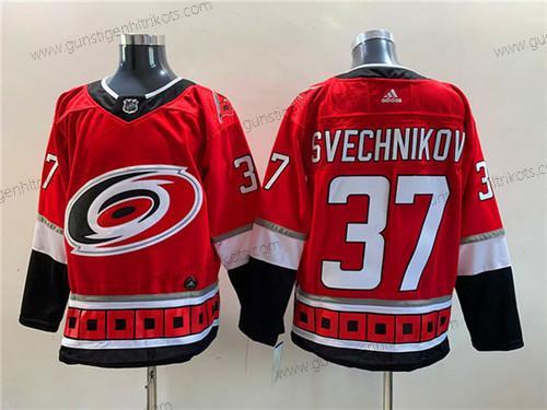 Herren Carolina Hurricanes #37 Andrei Svechnikov New Strickerei Trikots – Rot