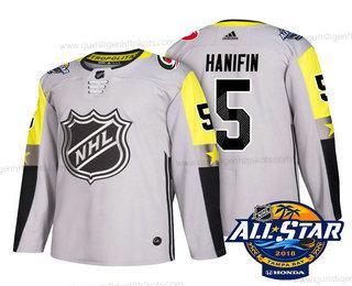 Herren Carolina Hurricanes #5 Noah Hanifin 2018 NHL All-Star Strickerei Ice Hockey Trikots – Grau