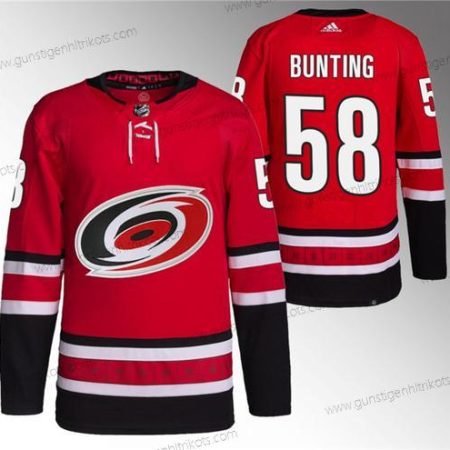 Herren Carolina Hurricanes #58 Michael Bunting Strickerei Trikots – Rot