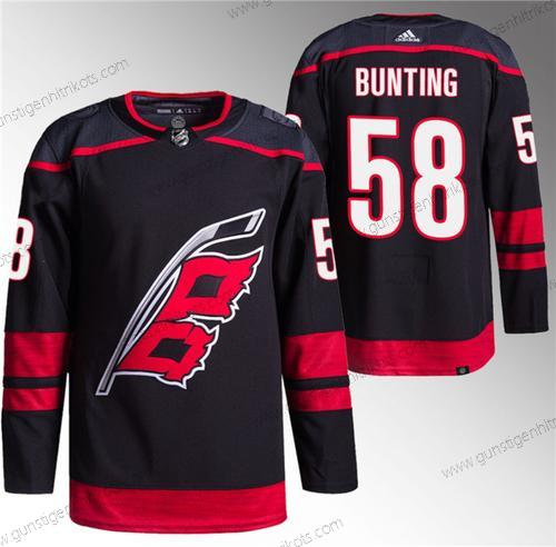 Herren Carolina Hurricanes #58 Michael Bunting Strickerei Trikots – Schwarz