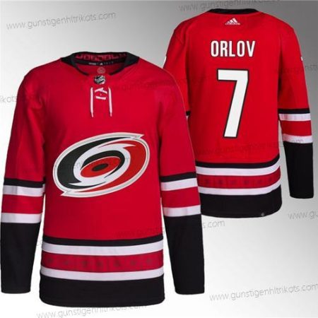 Herren Carolina Hurricanes #7 Dmitry Orlov Strickerei Trikots – Rot