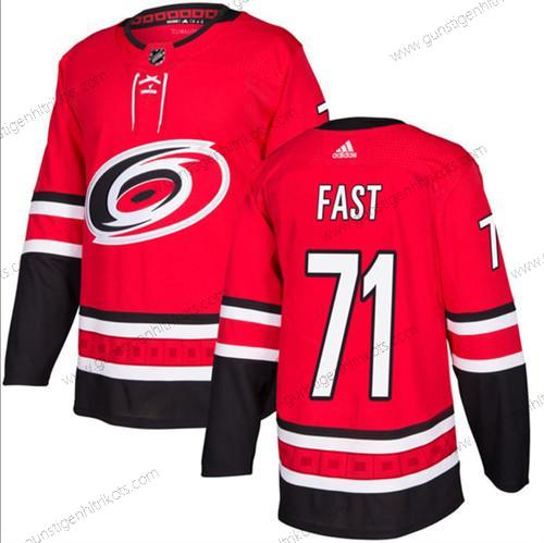 Herren Carolina Hurricanes #71 Jesper Fast Strickerei Trikots – Rot