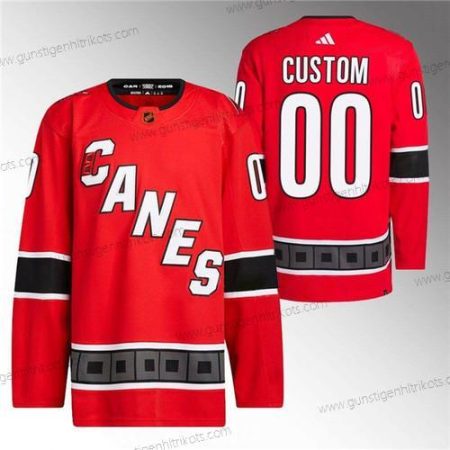 Herren Carolina Hurricanes Personalisiertes 2022-23 Rückseite Retro Strickerei Trikots – Rot