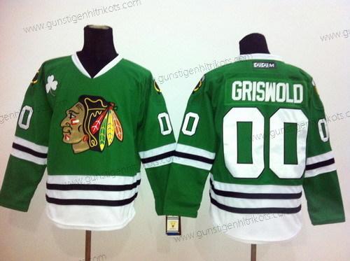 Herren Chicago Blackhawks #00 Clark Griswold Retro CCM Trikots – Grün