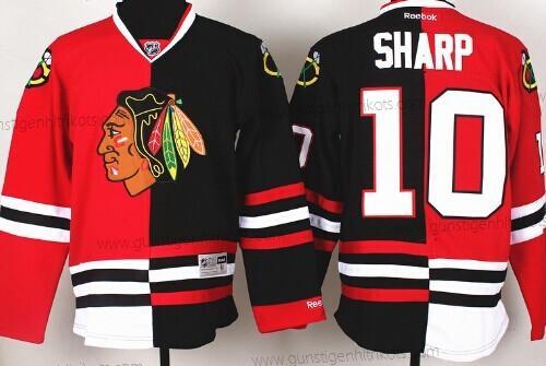 Herren Chicago Blackhawks #10 Patrick Sharp #2 Two Tone Trikots – Rot Schwarz