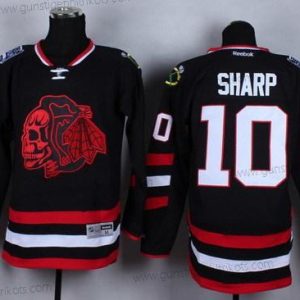 Herren Chicago Blackhawks #10 Patrick Sharp 2014 Stadium Series With Skulls Trikots – Schwarz Rot