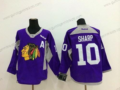 Herren Chicago Blackhawks #10 Patrick Sharp 2014 Training Trikots – Lila