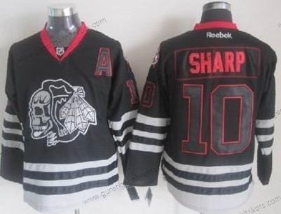 Herren Chicago Blackhawks #10 Patrick Sharp Ice Skulls Trikots – Schwarz