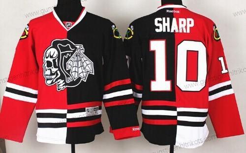 Herren Chicago Blackhawks #10 Patrick Sharp Rot/Schwarz Two Tone With Skulls Trikots – Schwarz