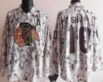 Herren Chicago Blackhawks #10 Patrick Sharp Trikots – Weiß Tarnfarbe