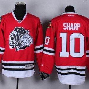 Herren Chicago Blackhawks #10 Patrick Sharp With Skulls Trikots – Rot Schwarz