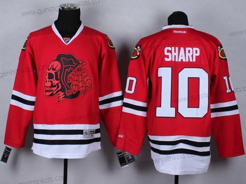 Herren Chicago Blackhawks #10 Patrick Sharp With Skulls Trikots – Rot