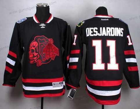 Herren Chicago Blackhawks #11 Andrew Desjardins 2014 Stadium Series With Skulls Trikots – Schwarz Rot