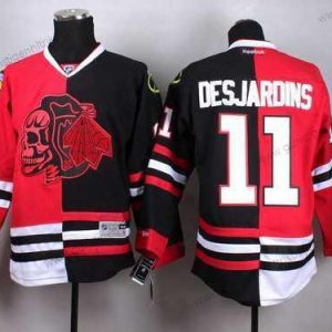 Herren Chicago Blackhawks #11 Andrew Desjardins Two Tone With Skulls Trikots – Rot Schwarz Rot