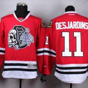 Herren Chicago Blackhawks #11 Andrew Desjardins With Skulls Trikots – Rot Schwarz