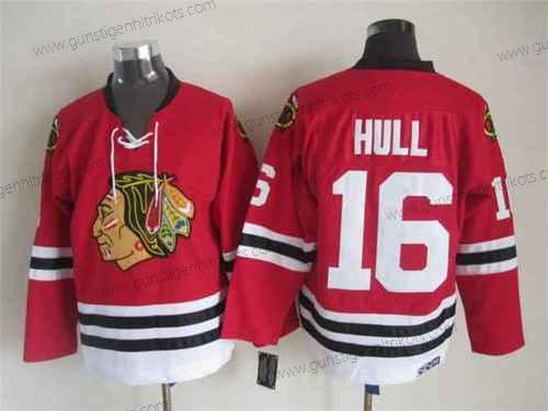 Herren Chicago Blackhawks #16 Bobby Hull 1957-58 CCM Vintage Trikots – Rot