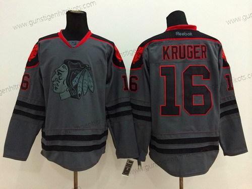 Herren Chicago Blackhawks #16 Marcus Kruger Charcoal Trikots – Grau