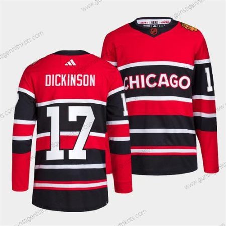 Herren Chicago Blackhawks #17 Jason Dickinson 2022 Rückseite Retro Strickerei Trikots – Rot Schwarz