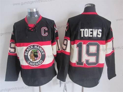 Herren Chicago Blackhawks #19 Jonathan Toews Ausweichtrikot CCM Vintage Trikots – Schwarz