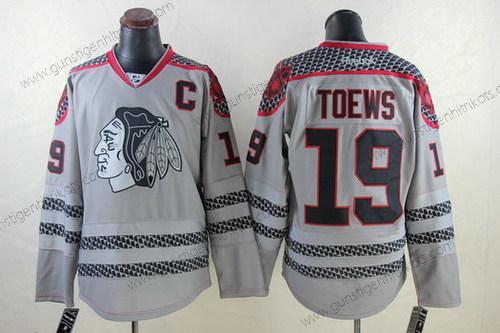 Herren Chicago Blackhawks #19 Jonathan Toews Charcoal Trikots – Grau