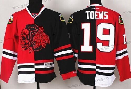 Herren Chicago Blackhawks #19 Jonathan Toews Rot/Schwarz Two Tone With Skulls Trikots – Rot